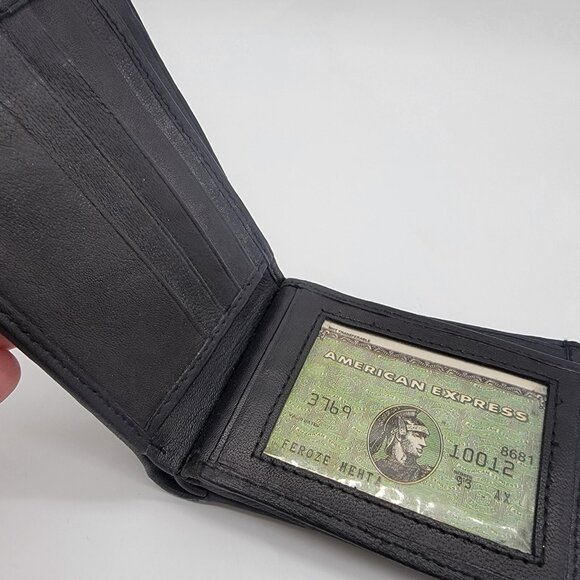 Vintage Genuine Leather Wallet Black Multi Compartment Coin Cards Change India - Picture 6 of 10